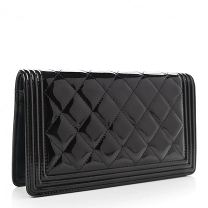 Chanel Patent Calfskin Quilted Boy Yen Wallet Black 3 of 7