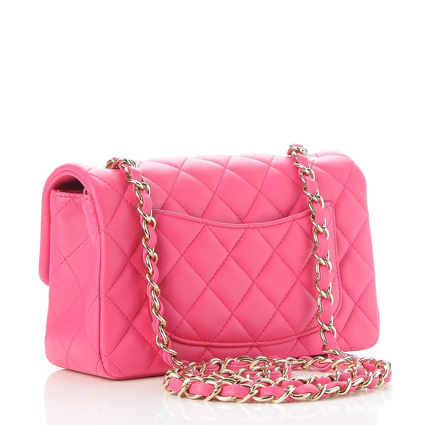 Lambskin Quilted Mini Rectangular Flap Fuchsia