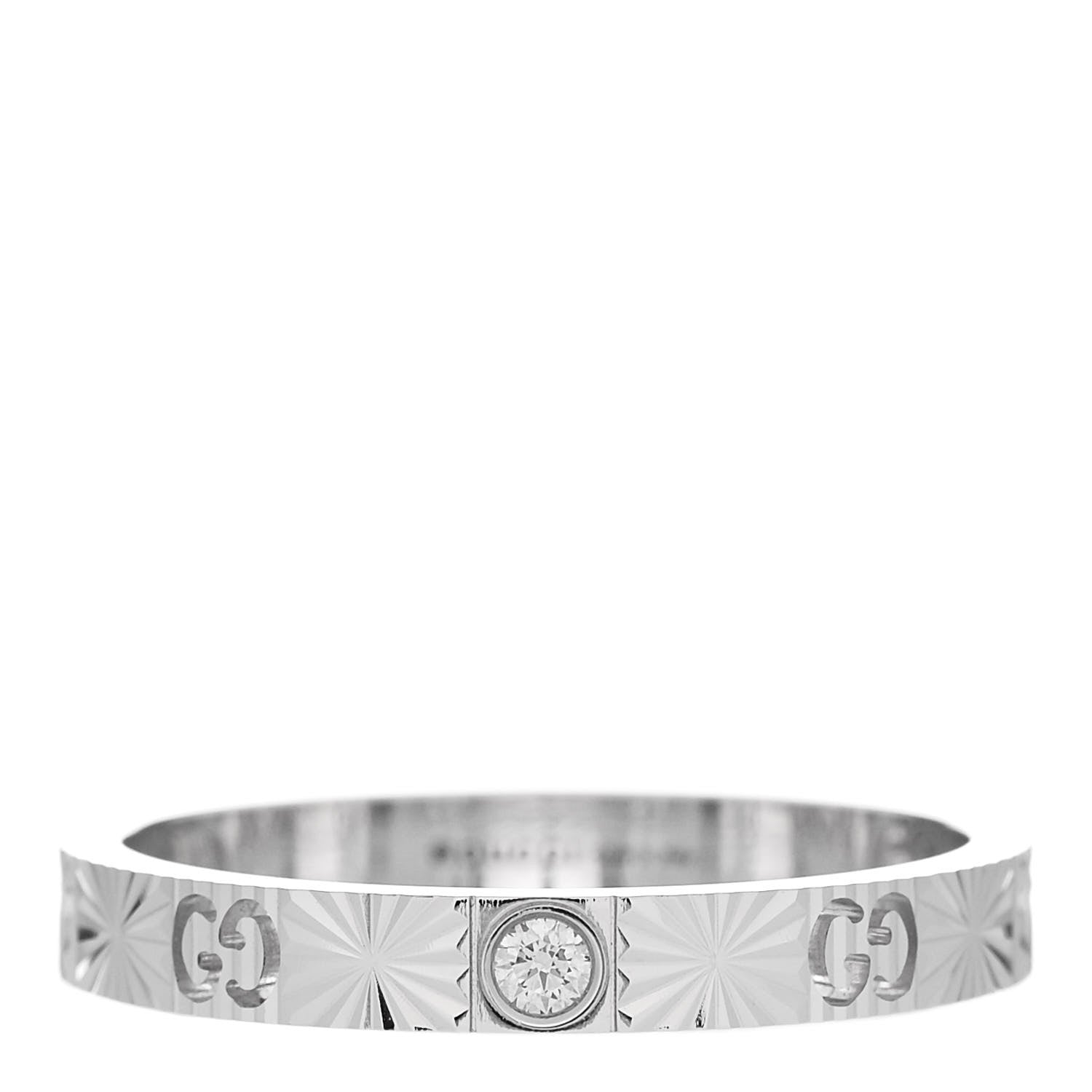Gucci 18K White Gold Diamond Icon Heart Band Ring 60 9 1 of 7