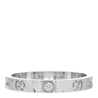Gucci 18K White Gold Diamond Icon Heart Band Ring 60 9 1 of 7