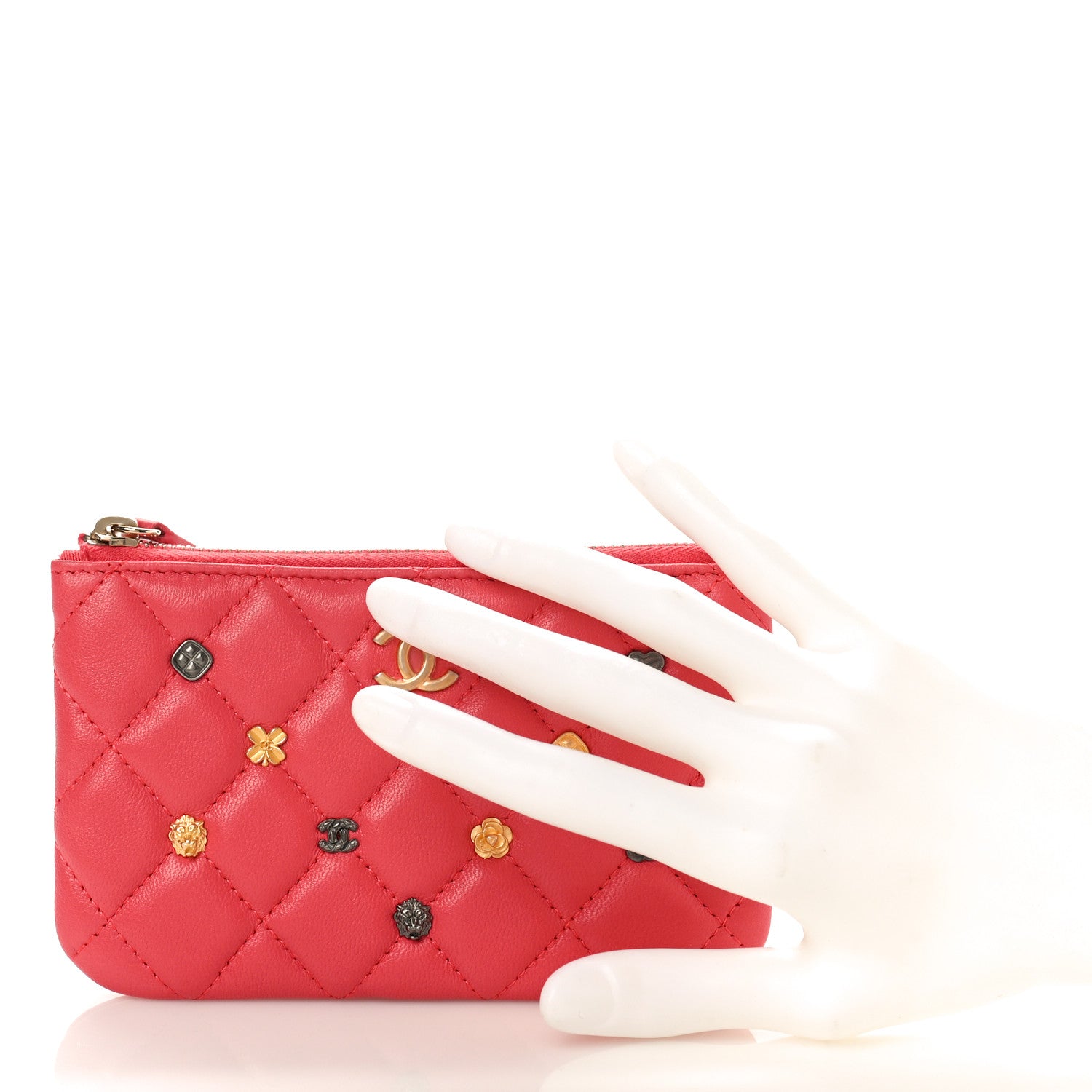 Chanel Lambskin Quilted Small Lucky Charms Cosmetic Case Pink 2 of 9