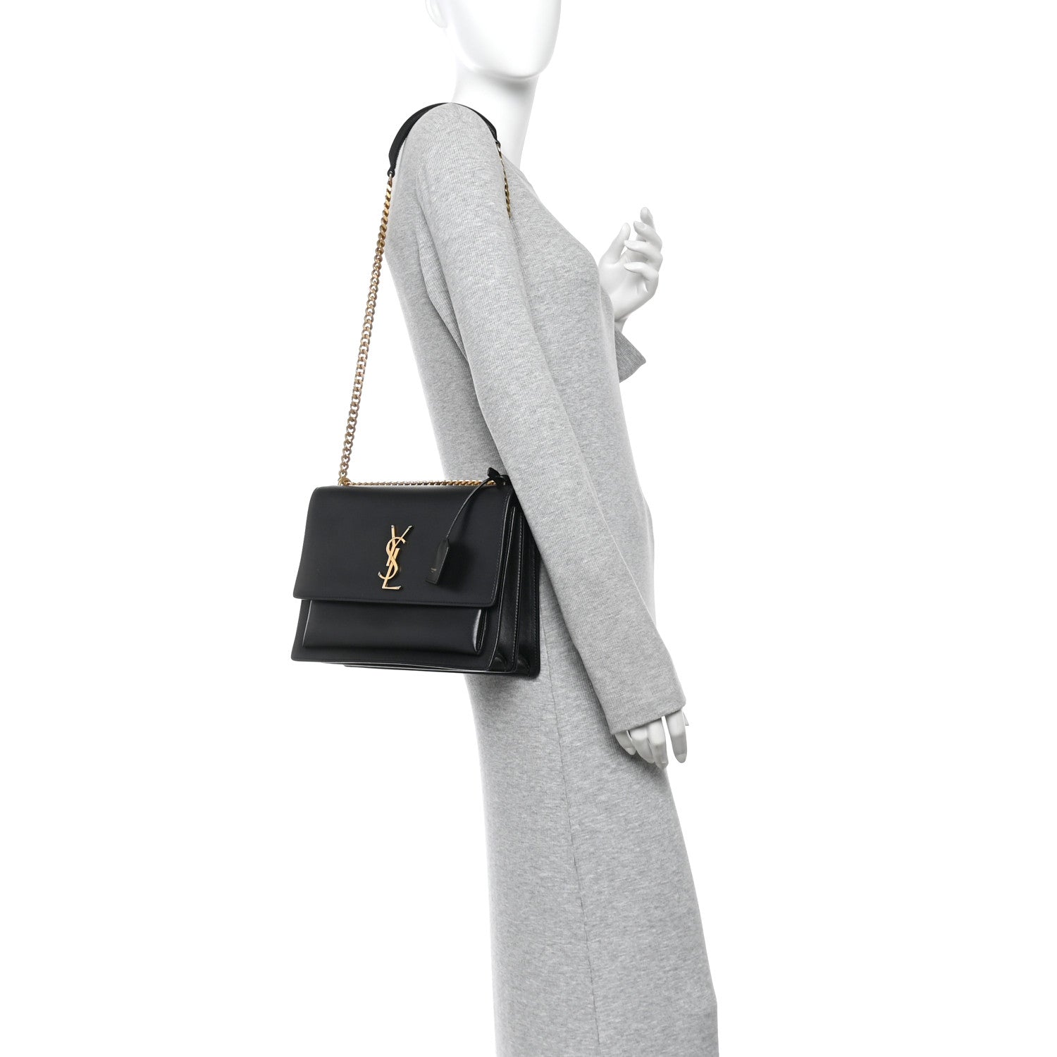 Saint Laurent Calfskin Large Monogram Sunset Black 2 of 11