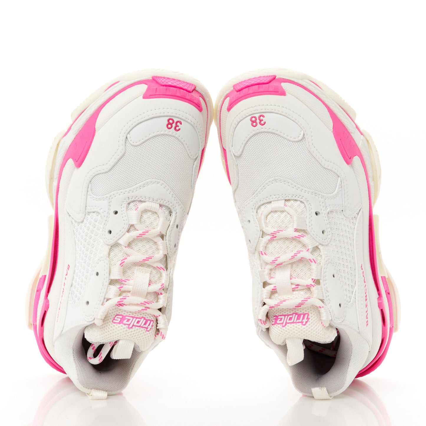Fabric Mesh Womens Triple S Sneakers 38 Fluo Pink White