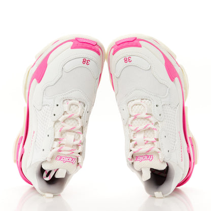 Balenciaga Fabric Mesh Womens Triple S Sneakers 38 Fluo Pink White 2 of 10