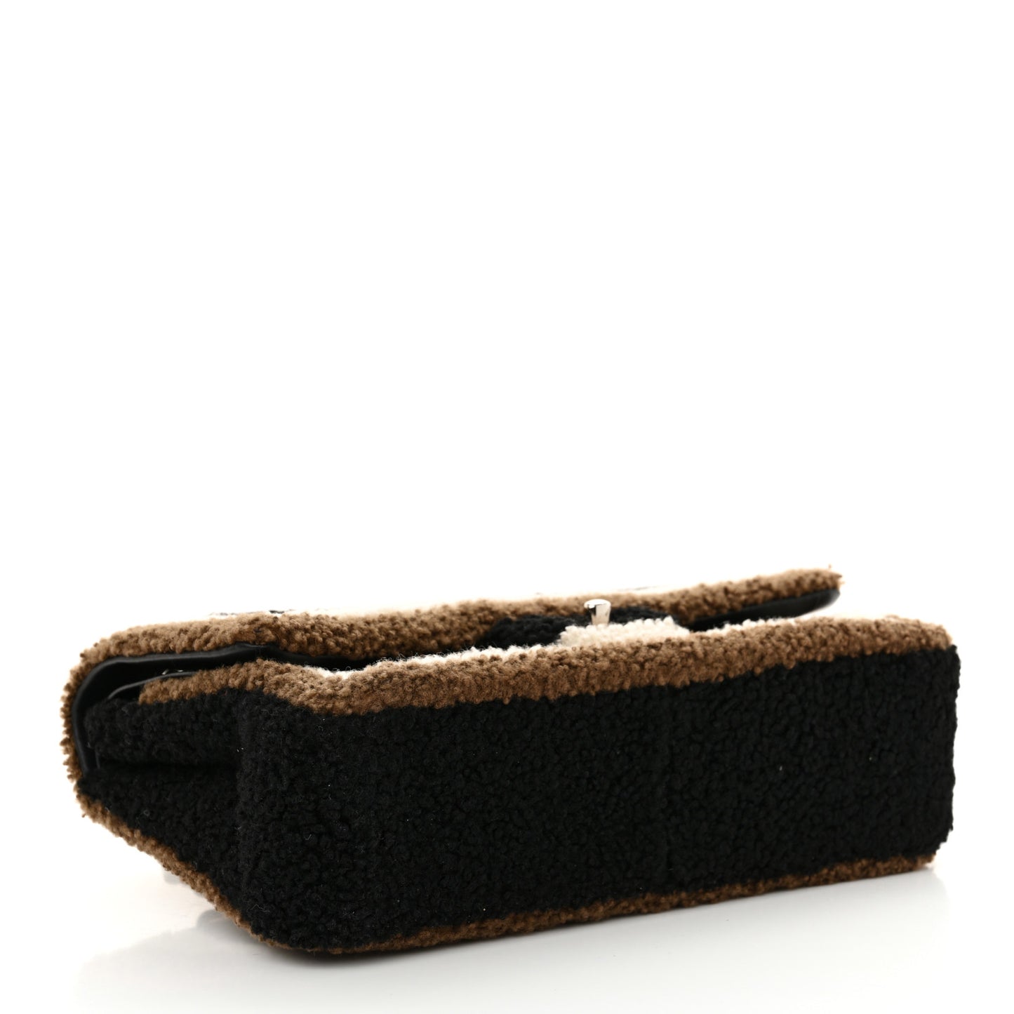 Lambskin Shearling Medium Double Flap Black Brown