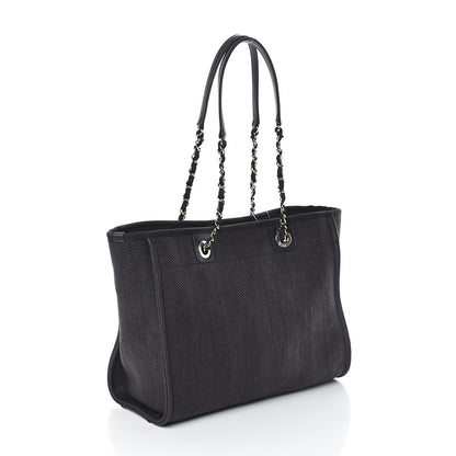 Chanel Mixed Fibers Striped Small Deauville Tote Black 2 of 9