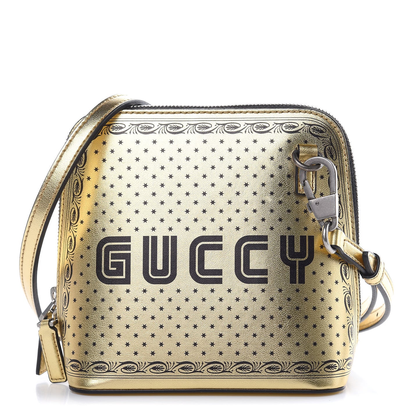 X SEGA Calfskin GUCCY Stars Mini Dome Shoulder Bag Gold