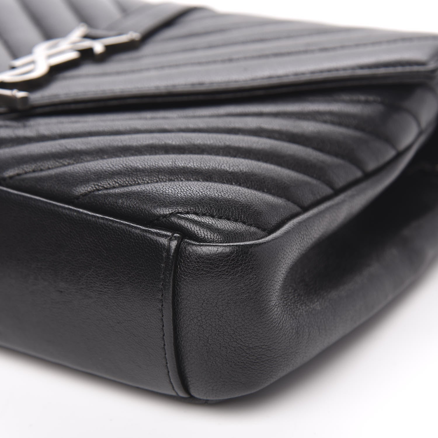 Saint Laurent Sheepskin Matelasse Chevron Monogram Medium College Bag Black 8 of 12