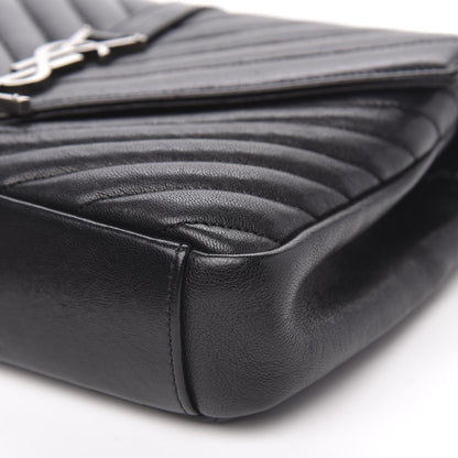 Saint Laurent Sheepskin Matelasse Chevron Monogram Medium College Bag Black 8 of 12