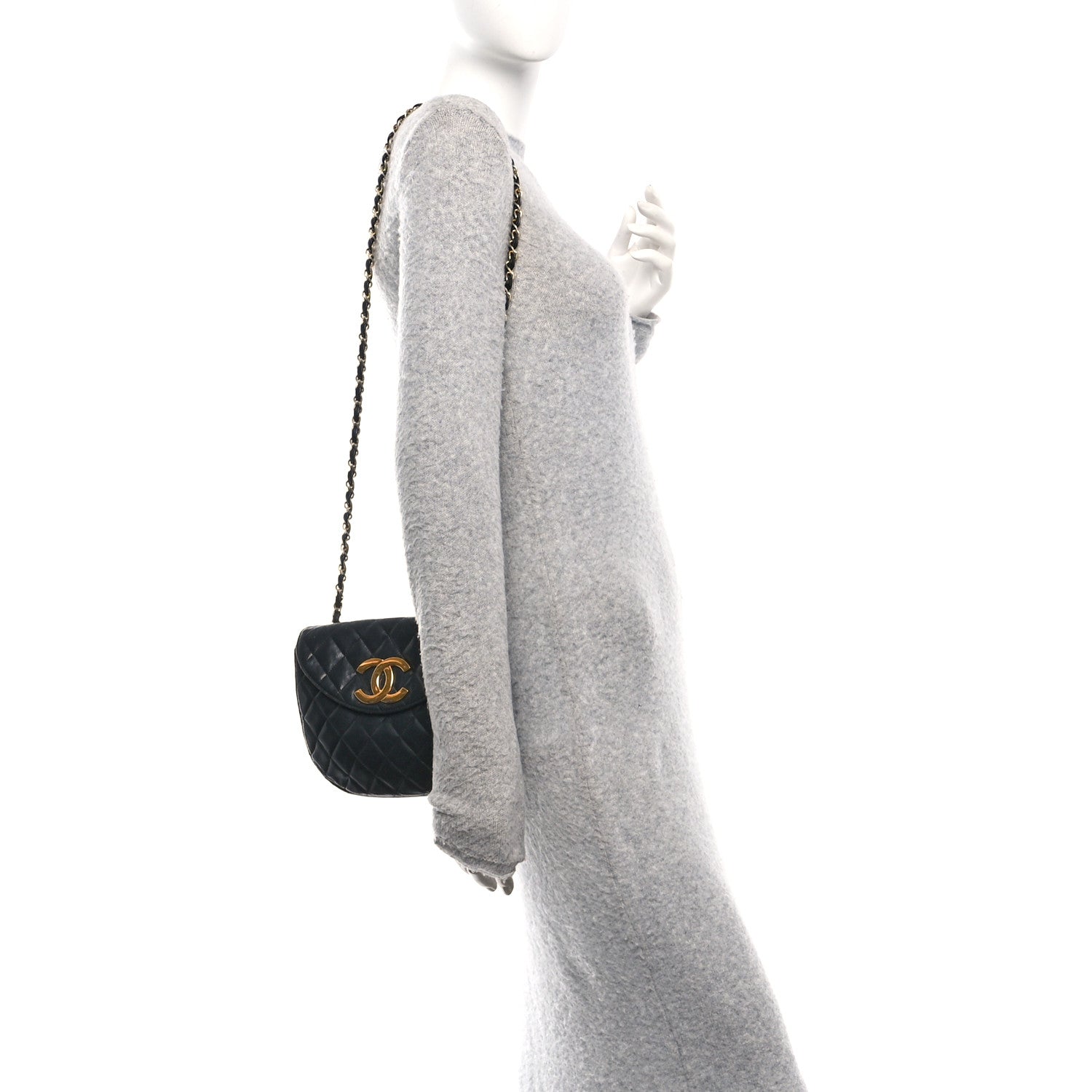 Chanel Lambskin Quilted Half Moon Flap Black 1819059 – FASHIONPHILE