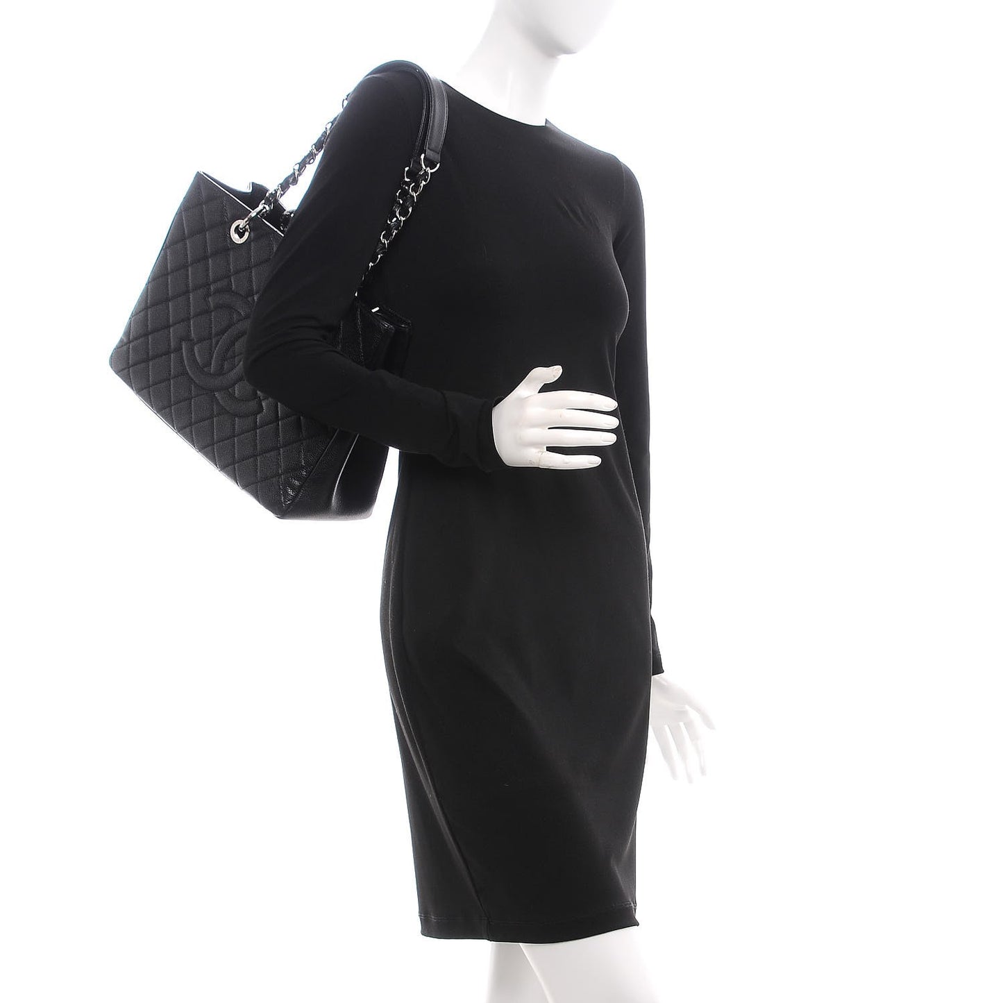 Caviar Quilted Grand Shopping Tote GST Black
