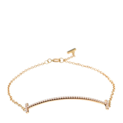 Tiffany 18K Yellow Gold Diamond T Smile Bracelet 1 of 6
