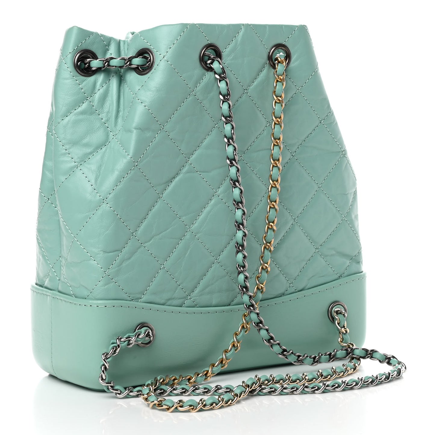 Aged Calfskin Quilted Small Gabrielle Backpack Green