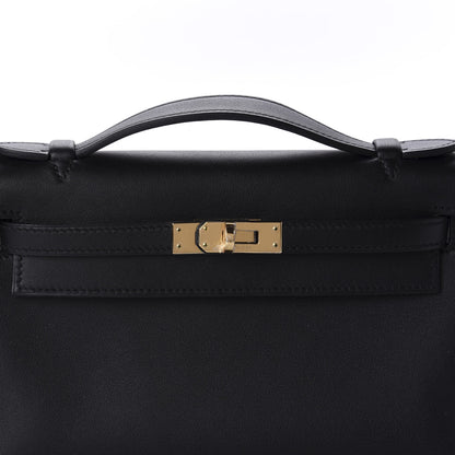 Hermes Swift Kelly Pochette Clutch Black 10 of 11