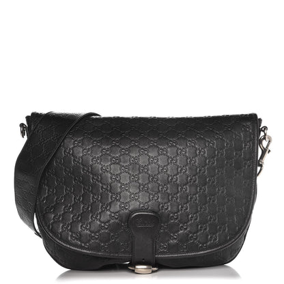 Gucci Guccissima Flap Messenger Bag Black 1 of 10