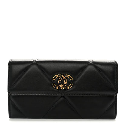 Chanel Lambskin Quilted Chanel 19 Flap Wallet Black 1 of 8
