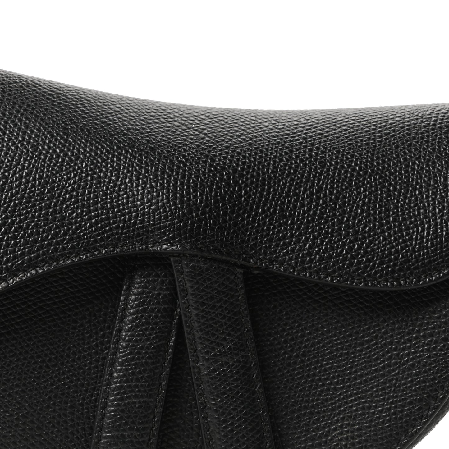 Grained Calfskin Mini Saddle Bag Black
