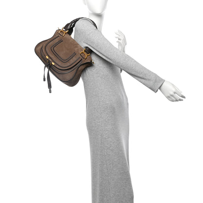Chloe Suede Calfskin Small Marcie Satchel Flannel Grey 2 of 10