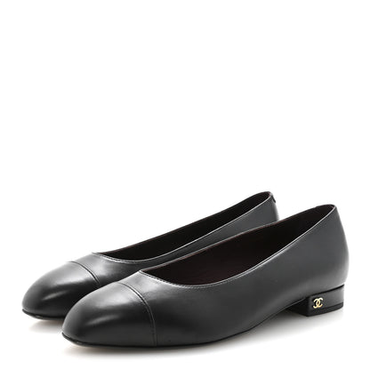 Chanel Lambskin Cap Toe Ballerina Flats 38.5 Black 4 of 10