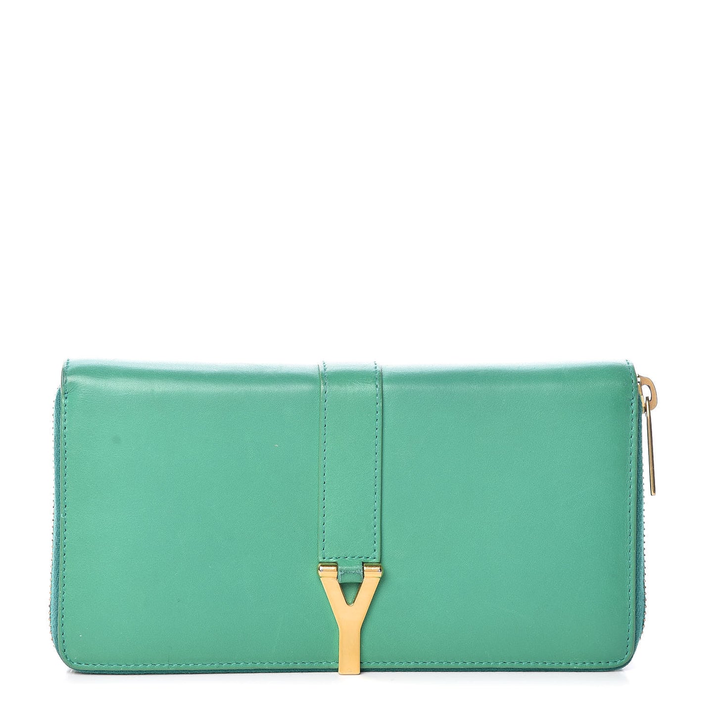 Calfskin Classic Y Ligne Zip Around Wallet Macho Menthe