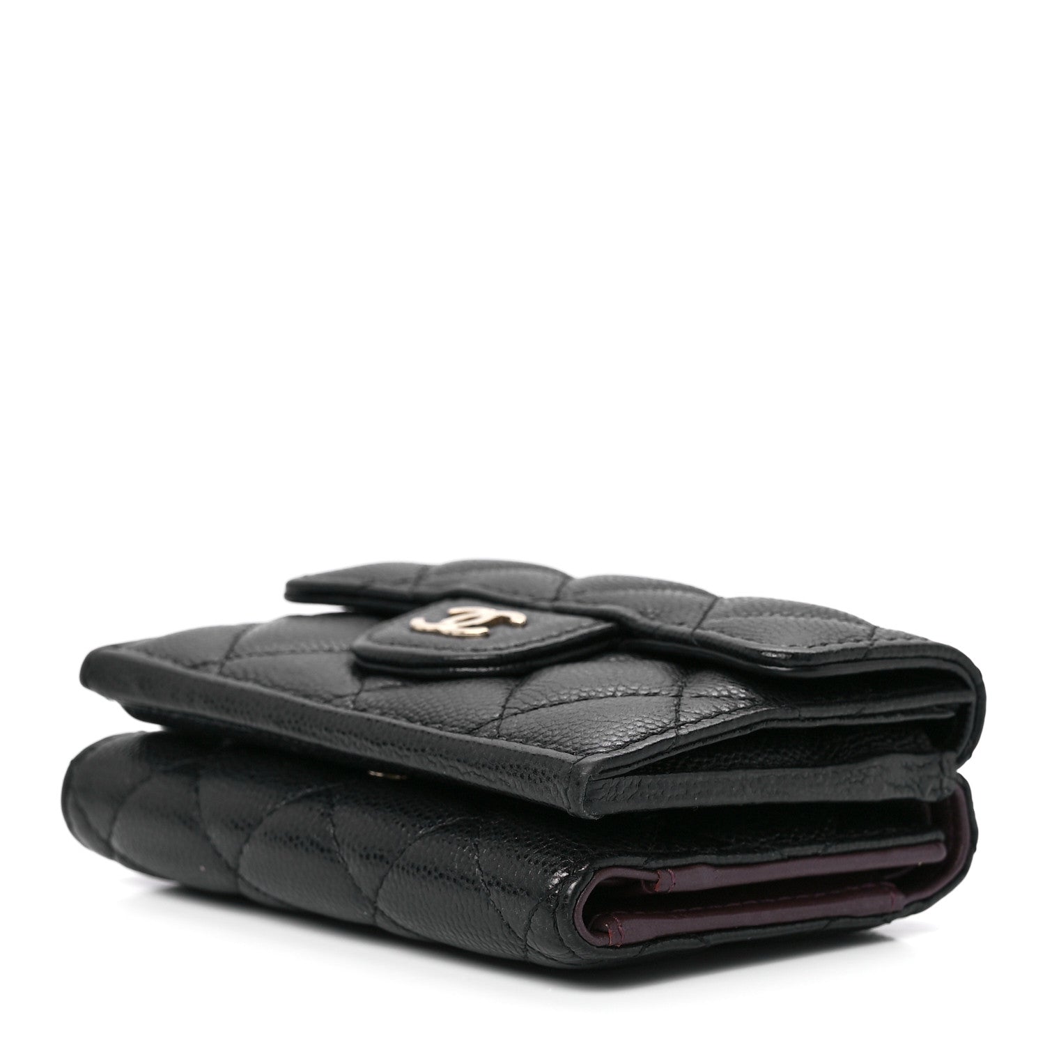 Chanel Caviar Quilted Tri-Fold Flap Wallet Black 12 of 14