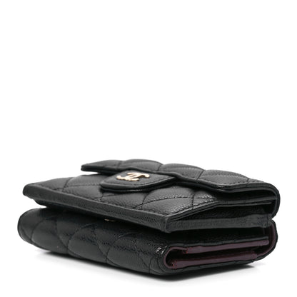 Chanel Caviar Quilted Tri-Fold Flap Wallet Black 12 of 14