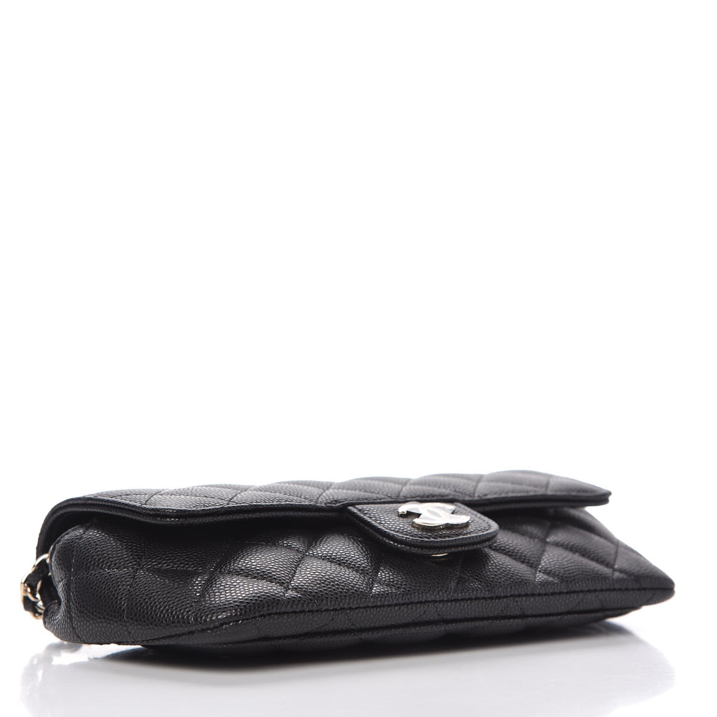 Caviar Quilted Glasses Case With Chain Black
