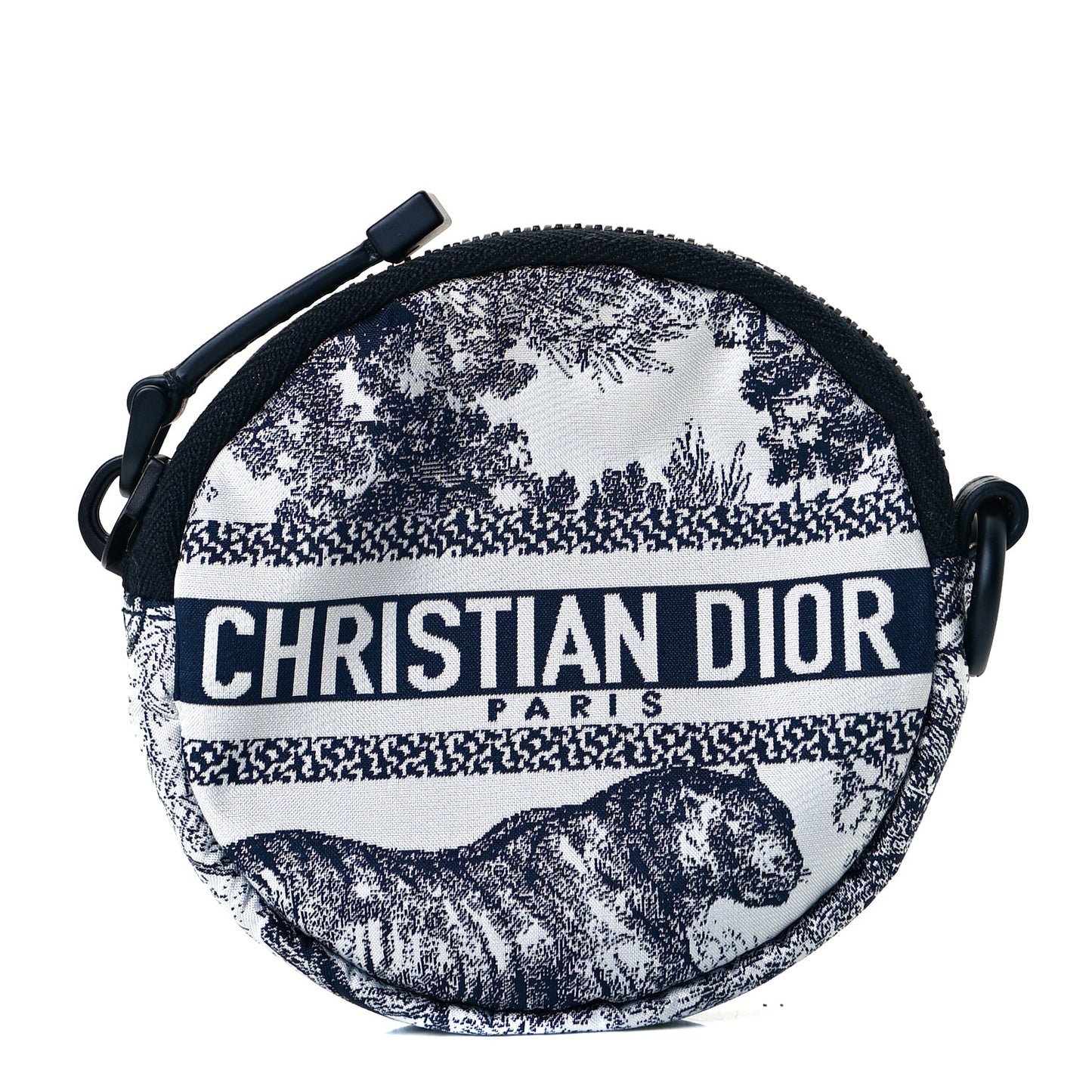 Technical Fabric Embroidered Toile De Jouy DiorTravel Round Coin Purse Blue