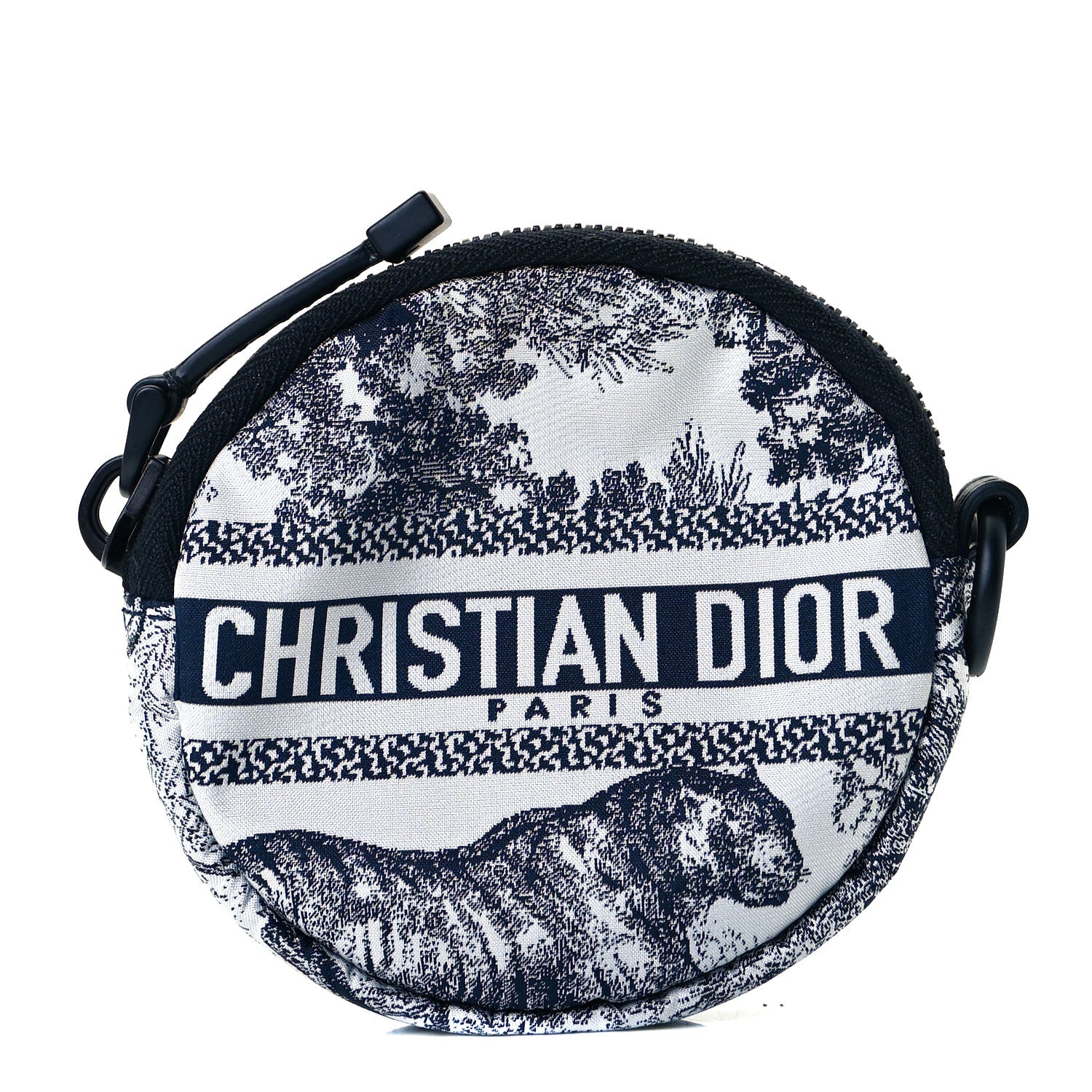 Christian Dior Technical Fabric Embroidered Toile De Jouy DiorTravel Round Coin Purse Blue 1 of 7