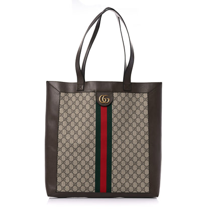 Gucci GG Supreme Monogram Web Large Ophidia Vertical Shopping Tote Brown 3 of 17
