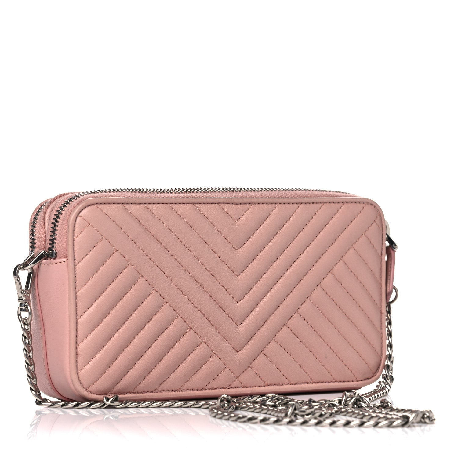 Prada Nappa Impunture Diagramme Mini Double Zip Chain Crossbody Bag Orchidea 3 of 16