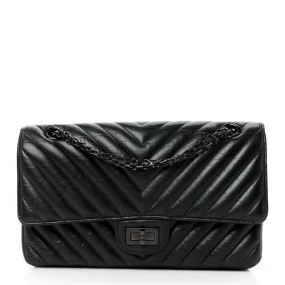 Chanel Aged Calfskin Chevron Quilted 2.55 Reissue 225 Flap So Black 1 of 12