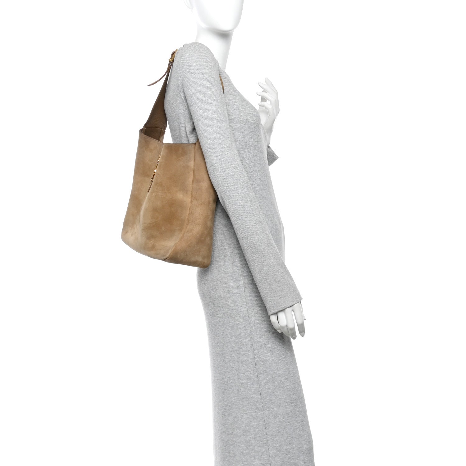 Saint Laurent Suede Large Le 5 A 7 Soft Hobo Golden Leaf 2 of 17