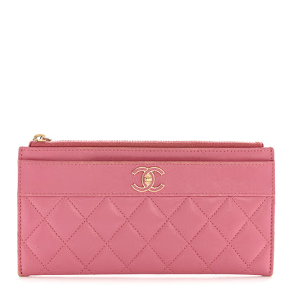 Chanel Sheepskin Quilted Mademoiselle Vintage Zip Pouch Red Pink 1 of 10