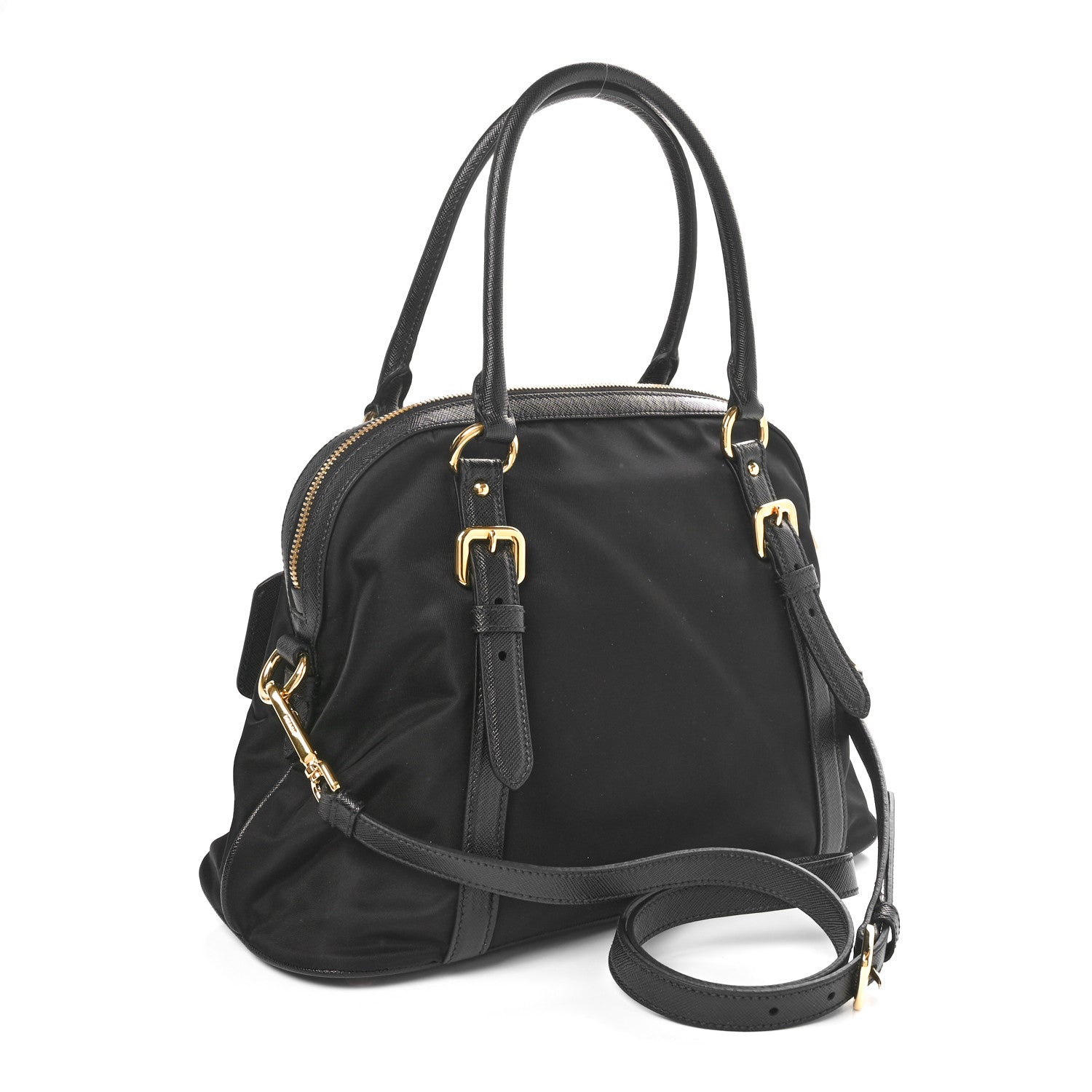 Prada Tessuto Nylon Saffiano Small Tote Black 3 of 9