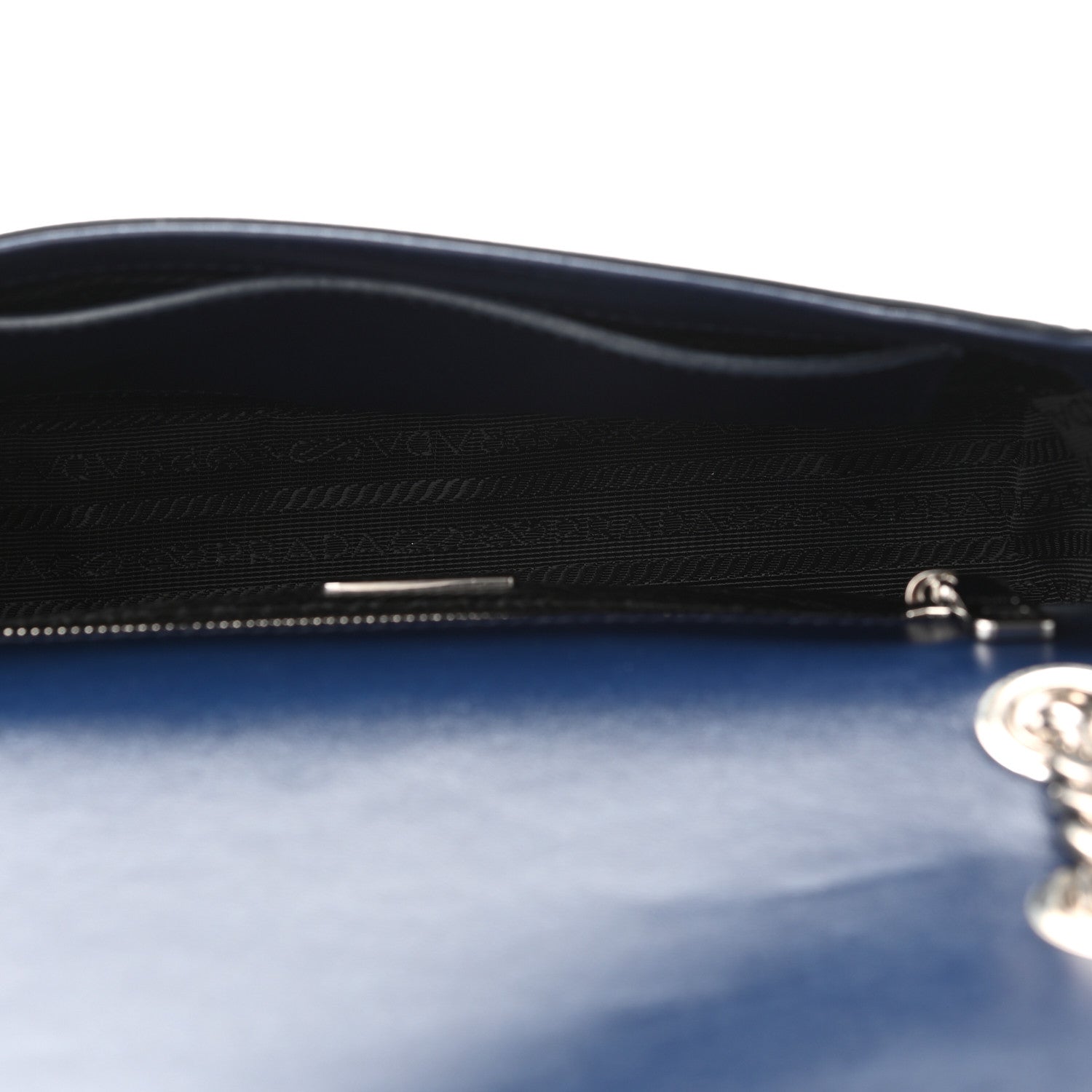 Prada Saffiano Vernice Flap Chain Crossbody Bag Royal 5 of 9
