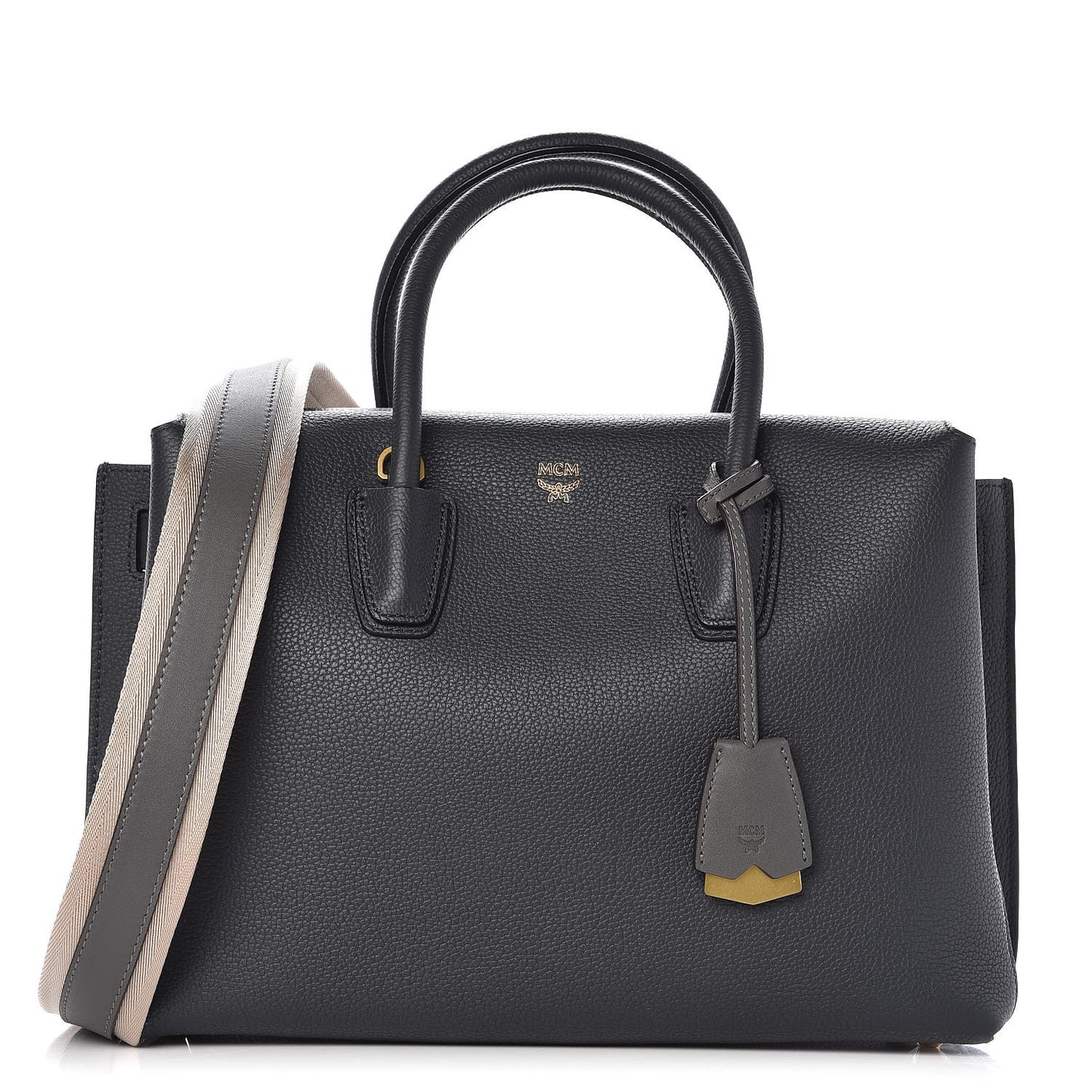 Grained Calfskin Medium Milla Tote Phantom Grey