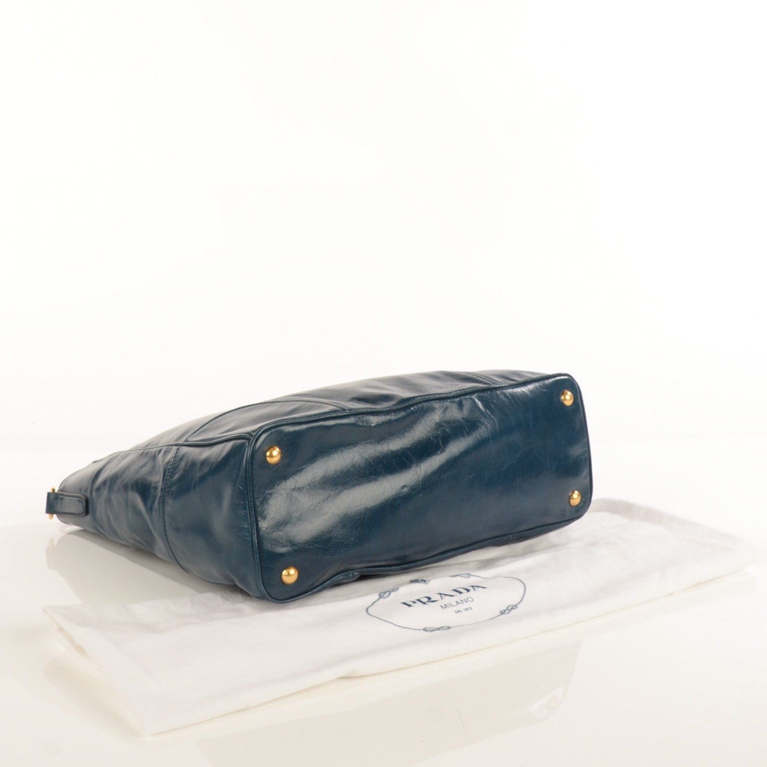 Prada Vitello Shine Tote Denim 4 of 11