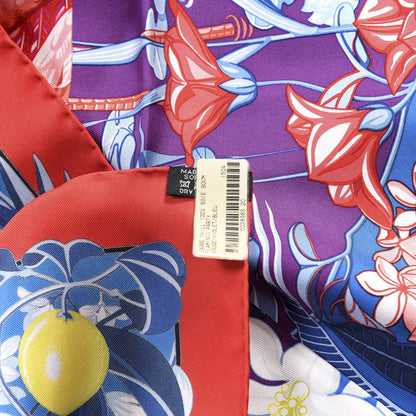 Hermes Silk Flamingo Party Scarf 90 Rouge Violet Bleu 2 of 4