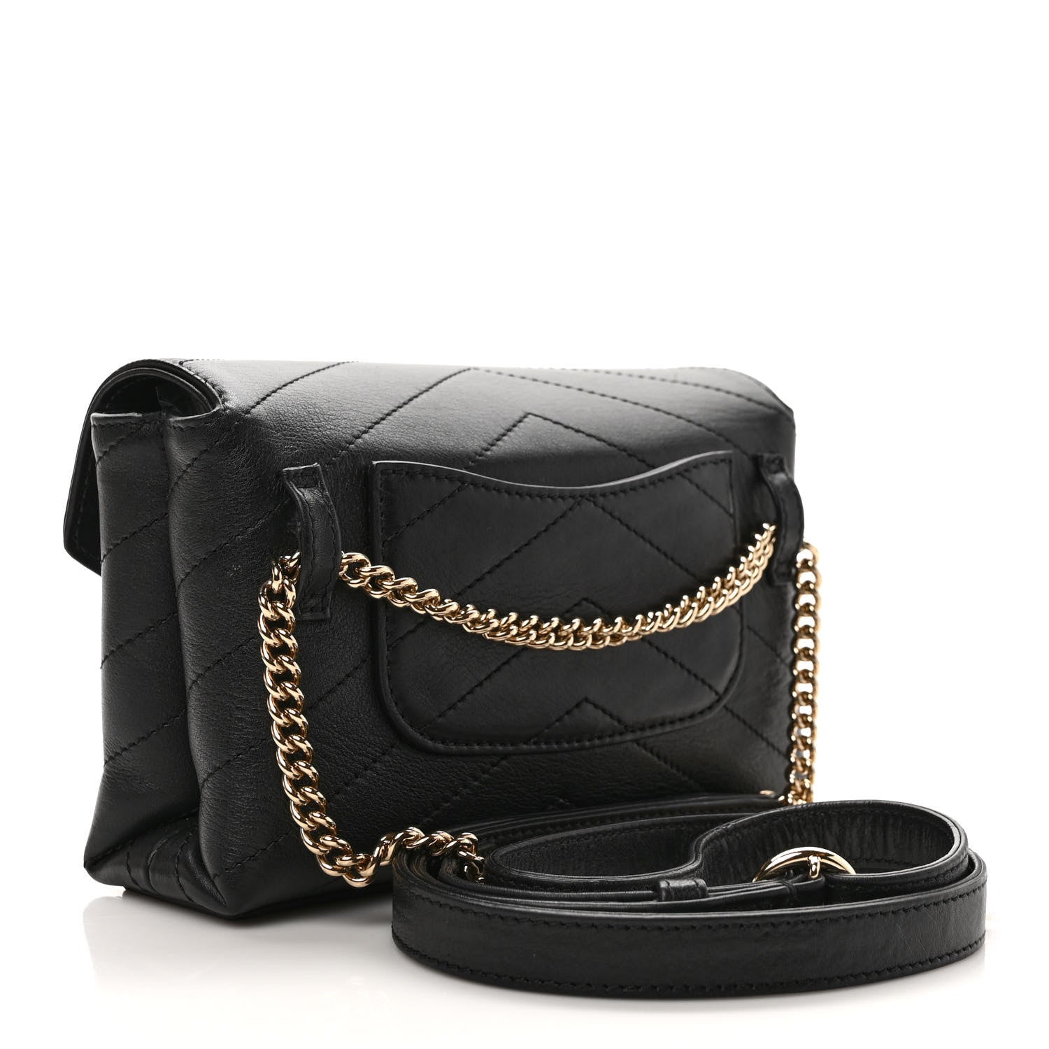 Chanel Calfskin Chevron Stitched Coco Waist Bag Black 3 of 9
