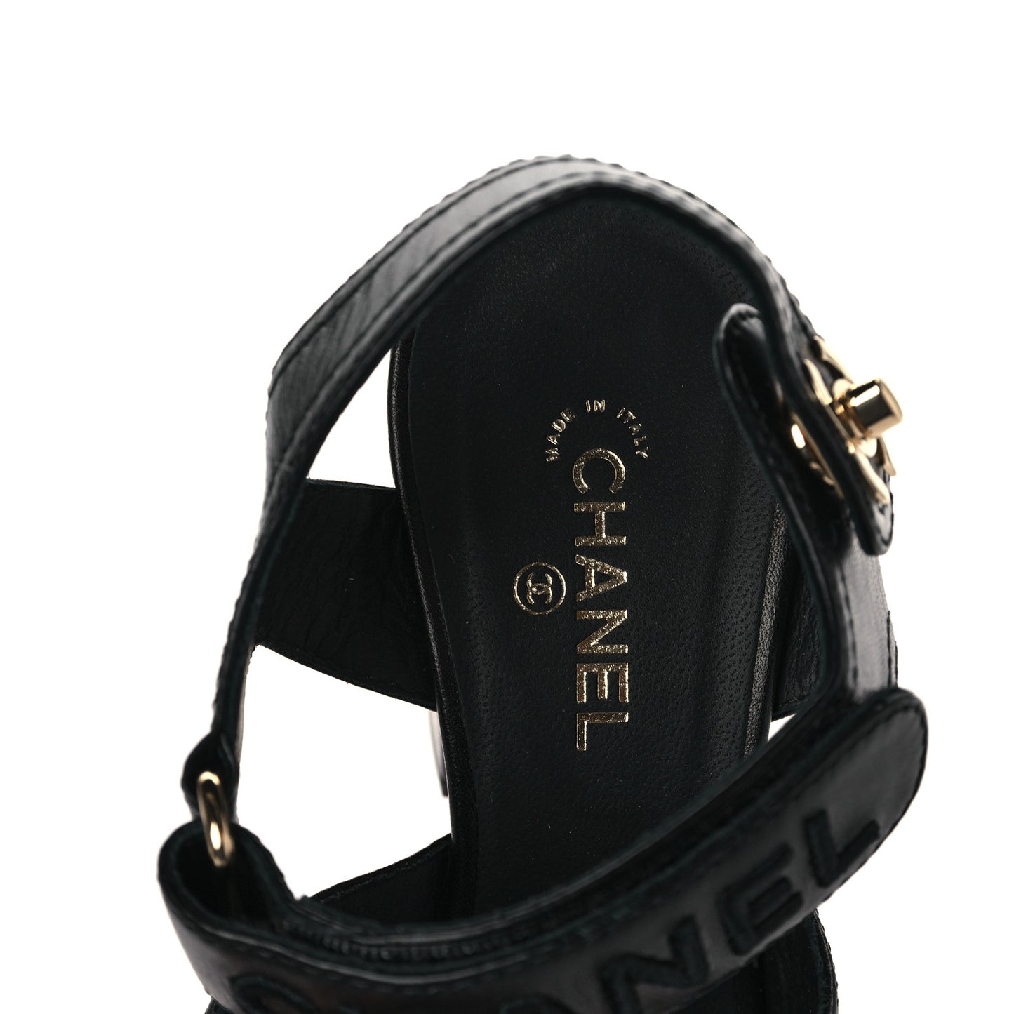 Goatskin CC Turnlock Sandals 37.5 Black