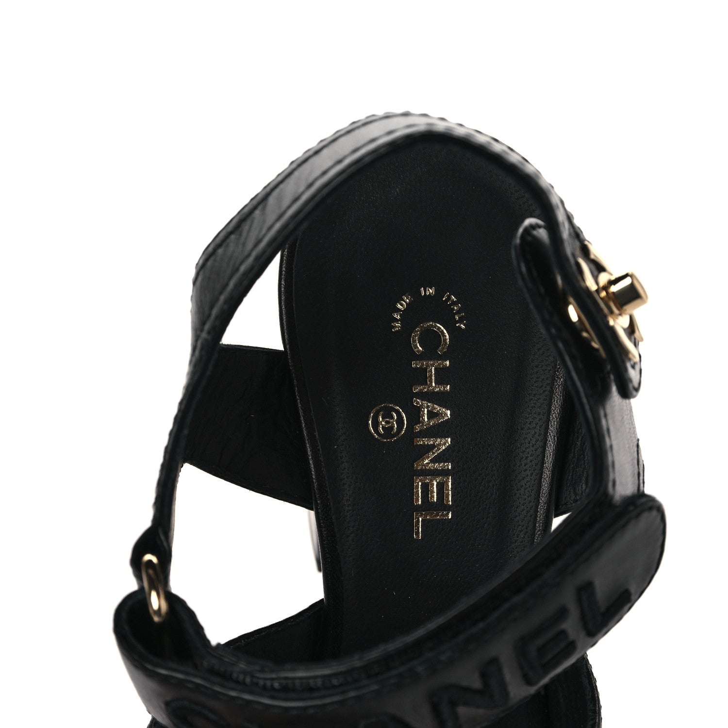 Chanel Goatskin CC Turnlock Sandals 37.5 Black 7 of 9