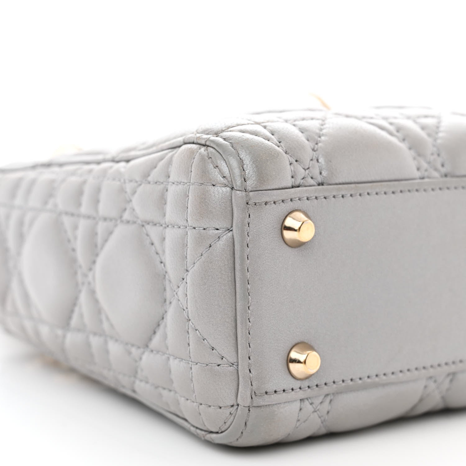 Christian Dior Metallic Lambskin Cannage Mini Lady Dior Grey 9 of 14