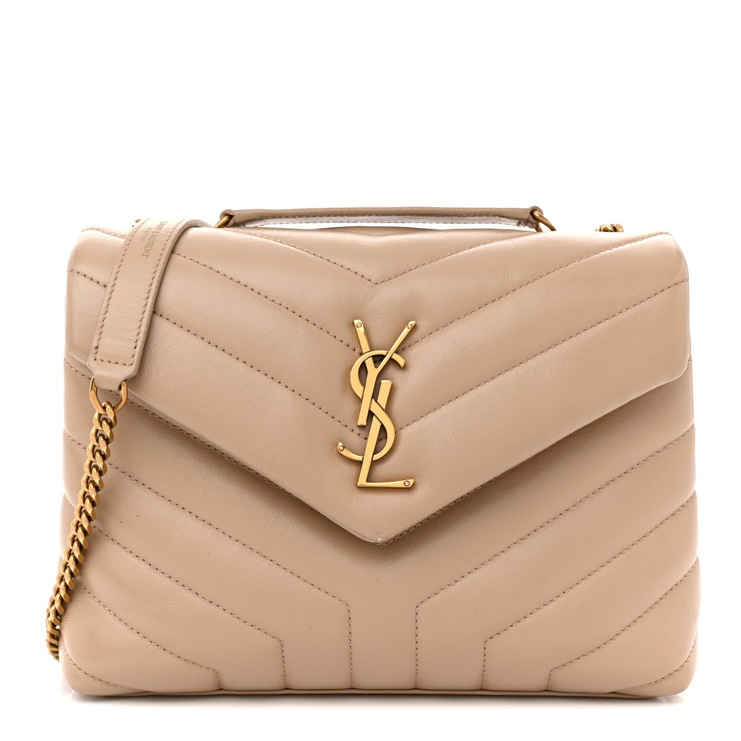Calfskin Y Quilted Monogram Small Loulou Chain Satchel Dark Beige