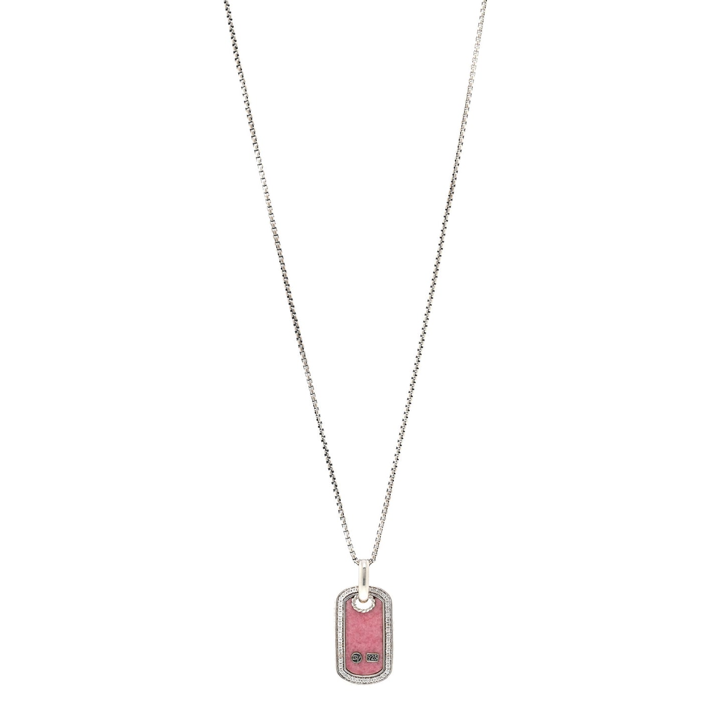 Sterling Silver Diamond Rhodonite Dog Tag Pendant