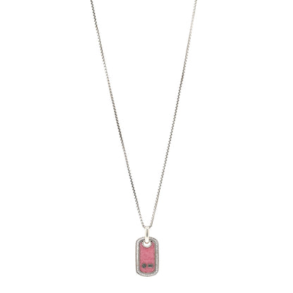 David Yurman Sterling Silver Diamond Rhodonite Dog Tag Pendant 1 of 4