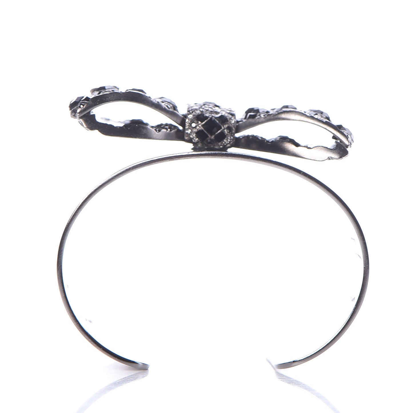 Baguette Crystal CC Bow Cuff Black Silver
