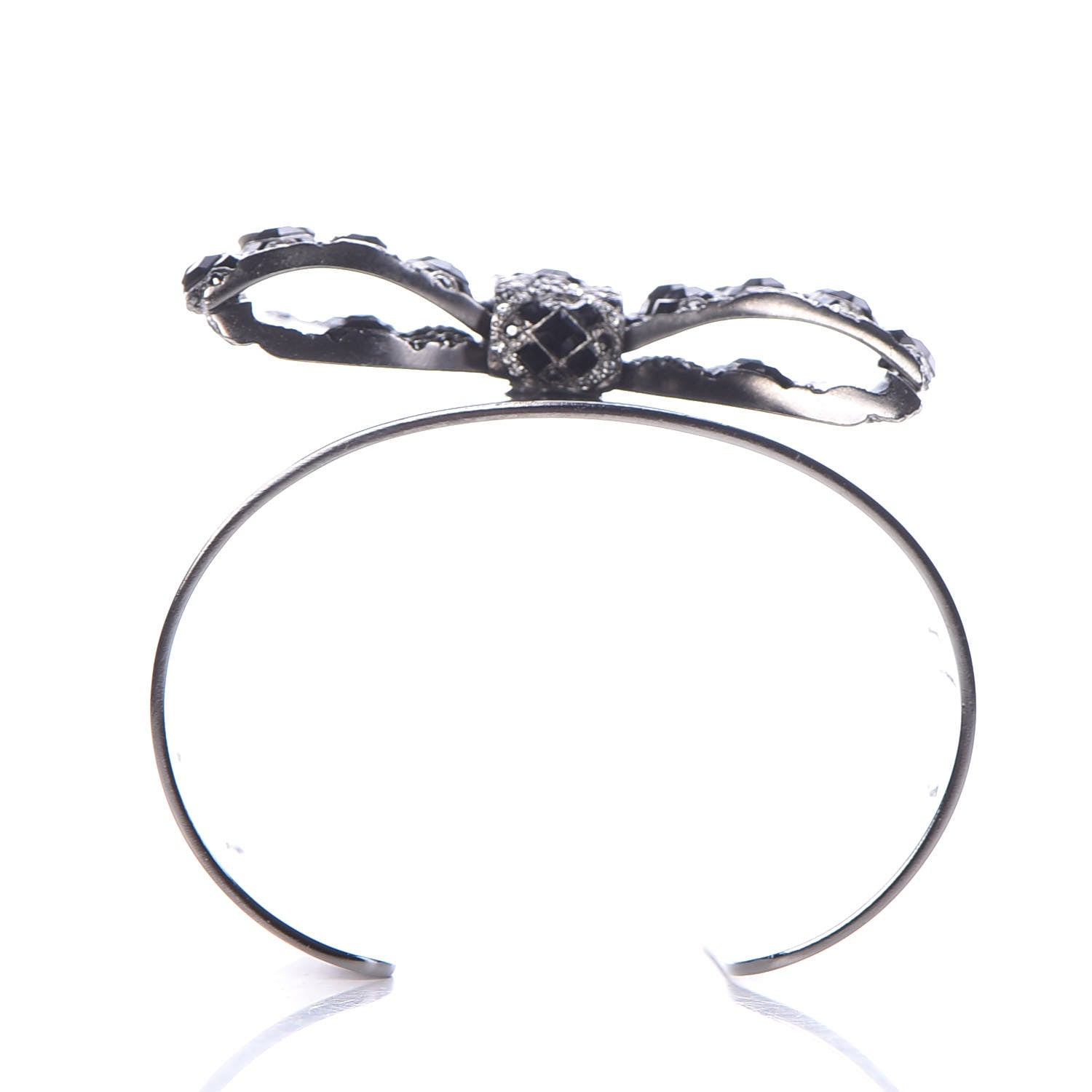 Chanel Baguette Crystal CC Bow Cuff Black Silver 7 of 7