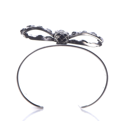 Chanel Baguette Crystal CC Bow Cuff Black Silver 7 of 7