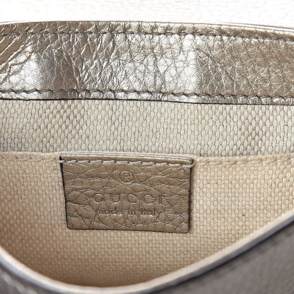 Gucci Metallic Pebbled Calfskin Small Soho Flap Crossbody Golden Beige 6 of 8